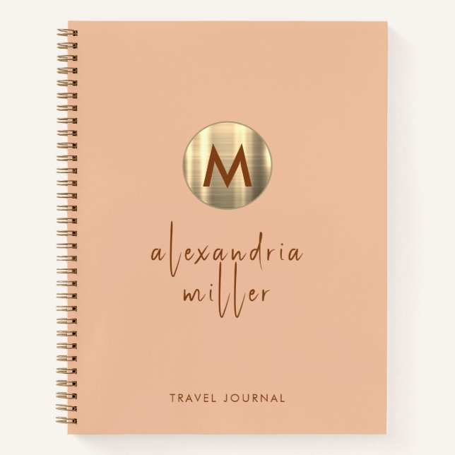 Einfaches elegantes Gold Monogram Travel Journal Notizbuch (Vorderseite)