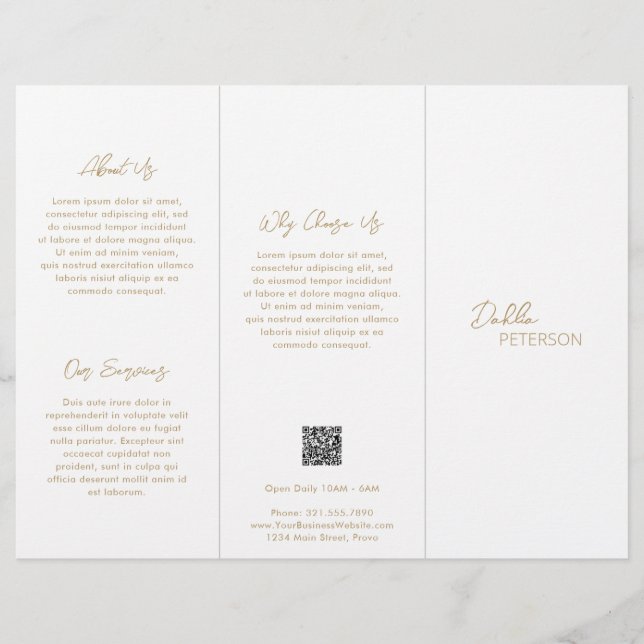 Einfaches elegantes Gold zeitgenössisches QR-Code  Flyer (Vorne)