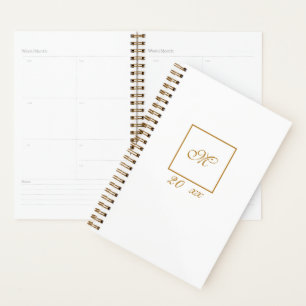 Einfaches elegantes goldenes Monogramm mit individ Planer