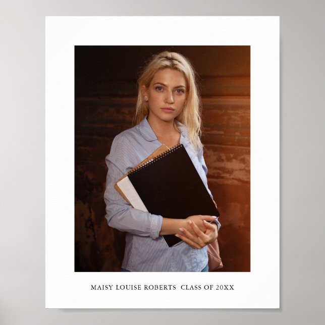 Einfaches elegantes Graduate Foto und Name Poster (Vorne)