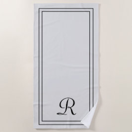 Einfaches, elegantes, graues Schwarz-Monogram-Bade Strandtuch