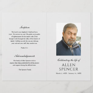 Einfaches elegantes Gray Modern Funeral Programm