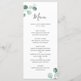 Einfaches elegantes Greenery Eukalyptus Wedding Me Menükarte