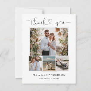Einfaches elegantes Heart Wedding Foto Dankeschön Einladung
