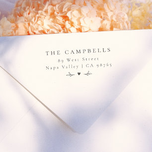 Einfaches elegantes Herz Botanischer Name und Adre Gummistempel