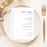 Einfaches elegantes Hochzeitmenü Menükarte<br><div class="desc">Diese elegante, schlichte Hochzeitskarte mit einem raffinierten Schwarz-Weiß-Design Set den Ton für ein exquisites Abendessen. Jeder Gang, vom würzigen Shrimps-Cocktail-Vorspeise bis zum dekadenten Banana Pflege-Teeküchen, ist in einer sauberen, modernen Typografie detailliert, die den Geschmack und Stil des Paares widerspiegelt. Ideal für abendliche Empfänge oder Proben, verbindet dieses Menü mühelos Funktionalität...</div>