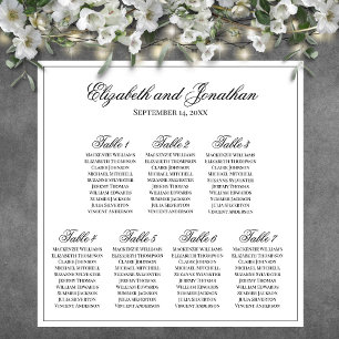Einfaches Elegantes Hochzeits-Sitzplan für 7 Tisch Poster