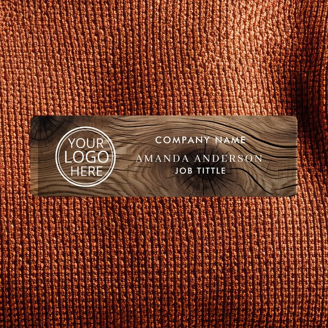 Einfaches Elegantes Holz-Logo Mitarbeiter Kunststo Namensschild (Von Creator hochgeladen)