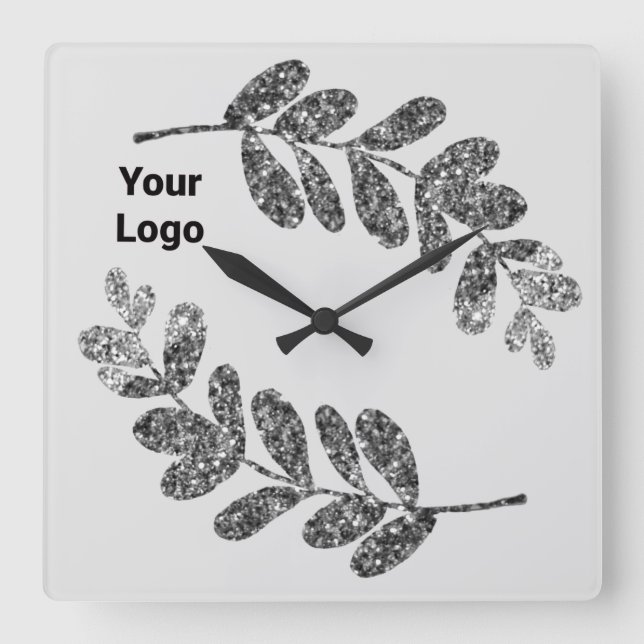 Einfaches, elegantes, individuelles Logo Quadratische Wanduhr (Vorderseite)