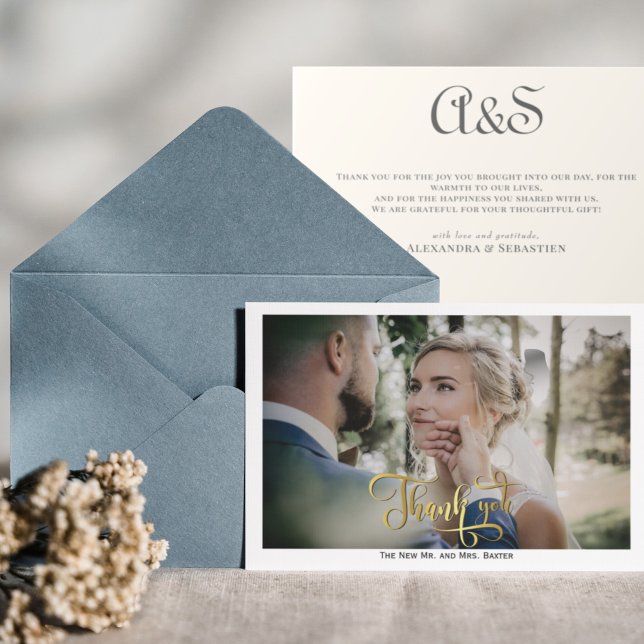 Einfaches elegantes kalligraphisches Monogramm-Hoc Dankeskarte (Von Creator hochgeladen)