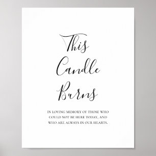 Einfaches Elegantes Kerze Brennt Hochzeitsschild Poster