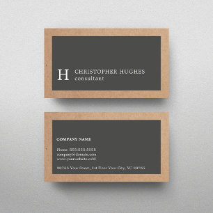 Einfaches elegantes Kraftgrau Monogramm Berater Visitenkarte
