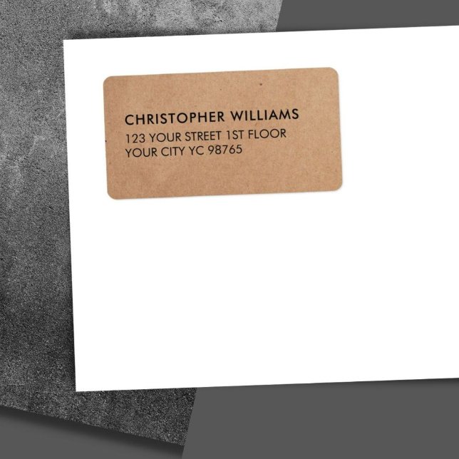 Einfaches elegantes Kraftpapiergeschäft Adressaufkleber (Von Creator hochgeladen)
