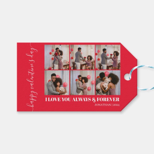 Einfaches elegantes Liebe-Valentinstag-Foto Geschenkanhänger (Vorderseite (Horizontal))