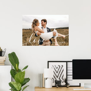 Einfaches Elegantes Liebes-Skript Hochzeitsfoto fü Poster