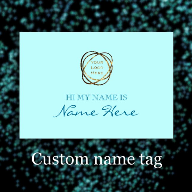 Einfaches elegantes Logo für Aqua Add Business Namensschild (Add your logo and name to this aqua turquoise elegant name tag
)