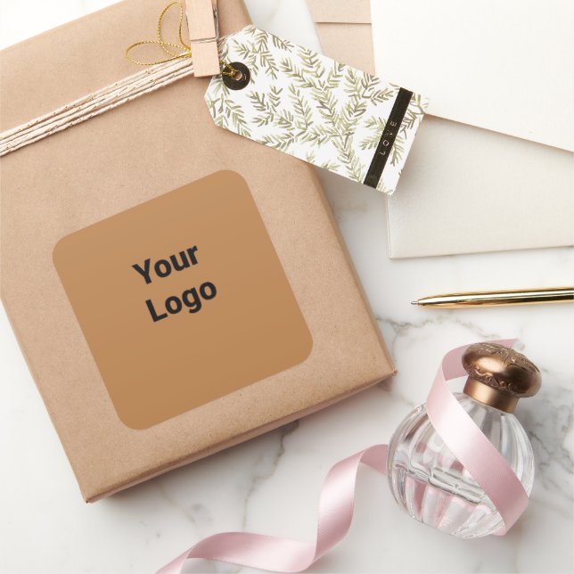 Einfaches, elegantes Logo hier Quadratischer Aufkleber (Schenken)