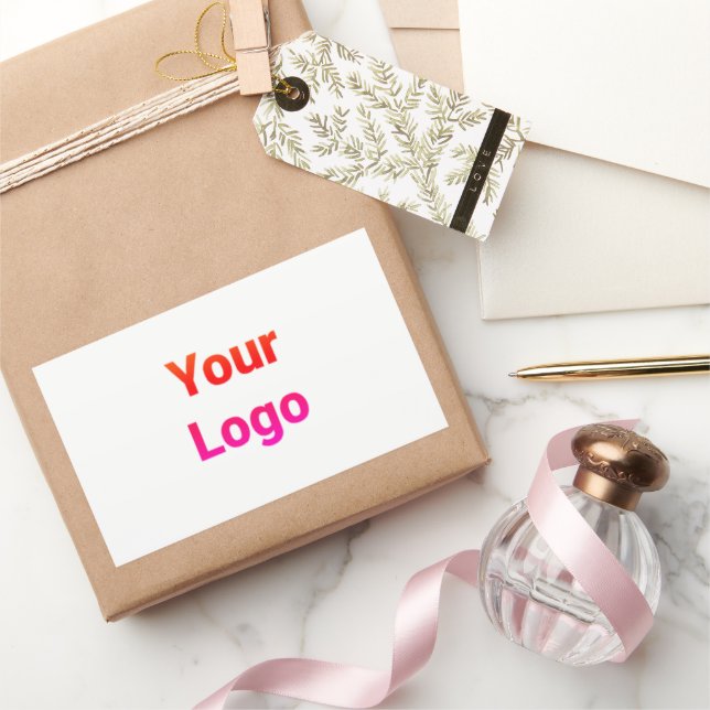 Einfaches, elegantes Logo hier Rechteckiger Aufkleber (Schenken)