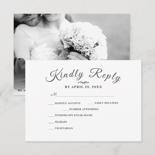 Einfaches elegantes M-Skript | Moderne RSVP-Karte  RSVP Karte (Vorne/Hinten)