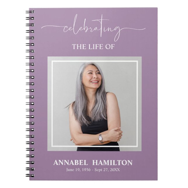 Einfaches Elegantes Memorial Funeral Foto Gästebuc Notizblock (Vorderseite)