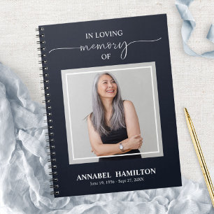 Einfaches Elegantes Memorial Funeral Foto Gästebuc Notizblock