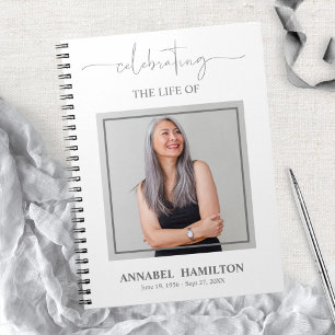 Einfaches Elegantes Memorial Funeral Foto Gästebuc Notizblock