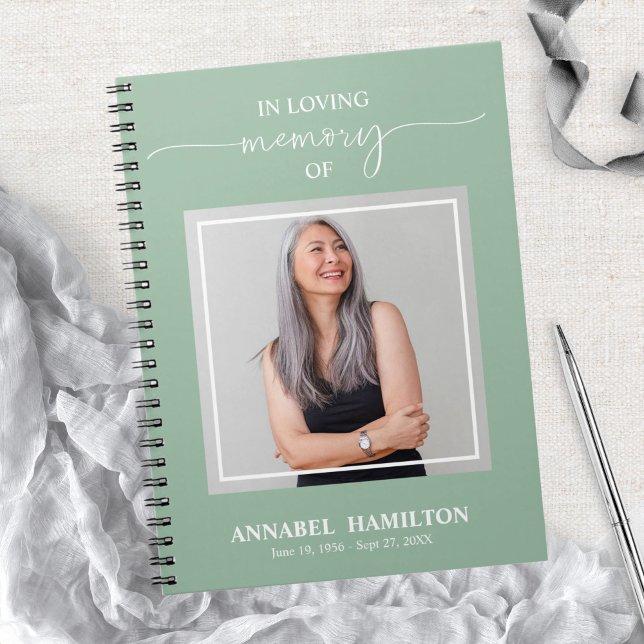 Einfaches Elegantes Memorial Funeral Foto Gästebuc Notizblock (Von Creator hochgeladen)