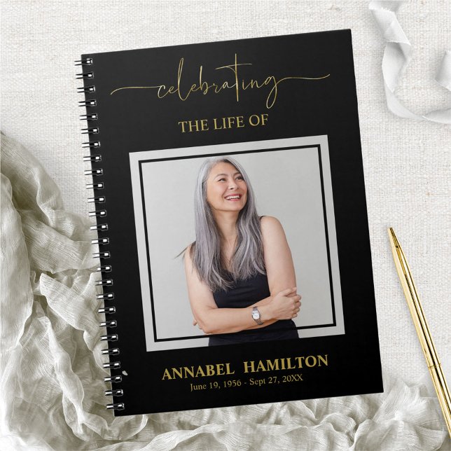 Einfaches Elegantes Memorial Funeral Foto Gästebuc Notizblock (Von Creator hochgeladen)