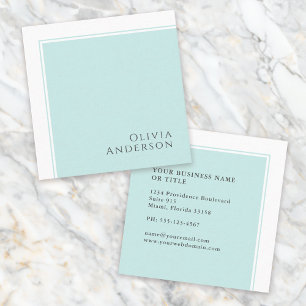 Einfaches elegantes Minimalistisches Aqua-Farbbloc Quadratische Visitenkarte