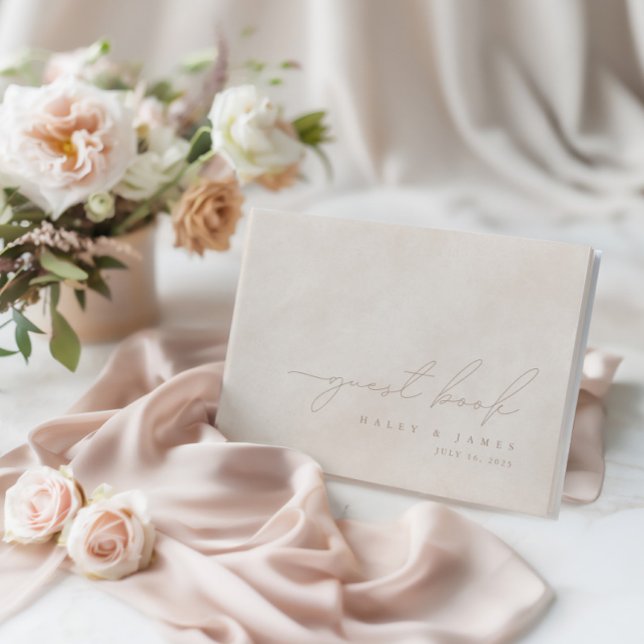 Einfaches elegantes Minimalistisches Beige Wedding Gästebuch (Simple Elegant Minimalist Beige Wedding Guest Book)