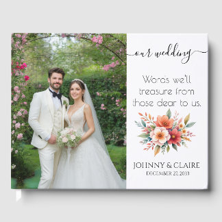 Einfaches Elegantes Minimalistisches Foto-Hochzeit Gästebuch