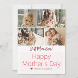 Einfaches Elegantes Modern Mothers Day Drei Foto Feiertagskarte