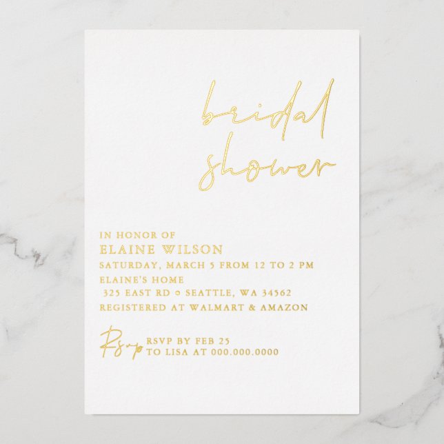 Einfaches Elegantes Modernes Brautparty Folieneinladung (Vorderseite)