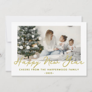 Einfaches Elegantes Modernes Happy New Year One Fo Feiertagskarte