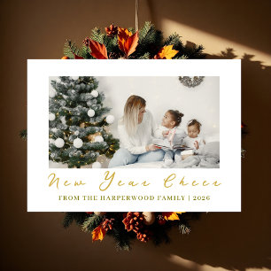 Einfaches Elegantes Modernes Happy New Year One Fo Feiertagskarte