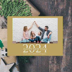 Einfaches Elegantes Modernes Happy New Year One Fo Feiertagskarte