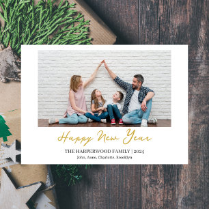 Einfaches Elegantes Modernes Happy New Year One Fo Feiertagskarte