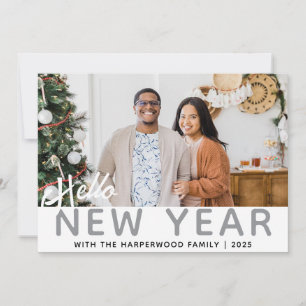 Einfaches Elegantes Modernes Happy New Year One Fo Feiertagskarte