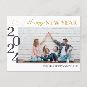 Einfaches Elegantes Modernes Happy New Year One Fo Feiertagspostkarte