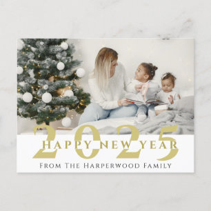 Einfaches Elegantes Modernes Happy New Year One Fo Feiertagspostkarte