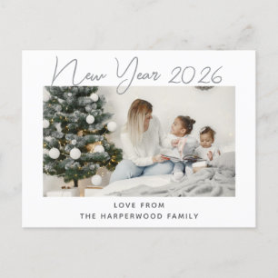 Einfaches Elegantes Modernes Happy New Year One Fo Feiertagspostkarte