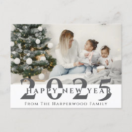 Einfaches Elegantes Modernes Happy New Year One Fo Feiertagspostkarte