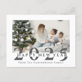 Einfaches Elegantes Modernes Happy New Year One Fo Feiertagspostkarte