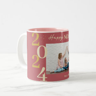 Einfaches Elegantes Modernes Happy New Year One Fo Zweifarbige Tasse