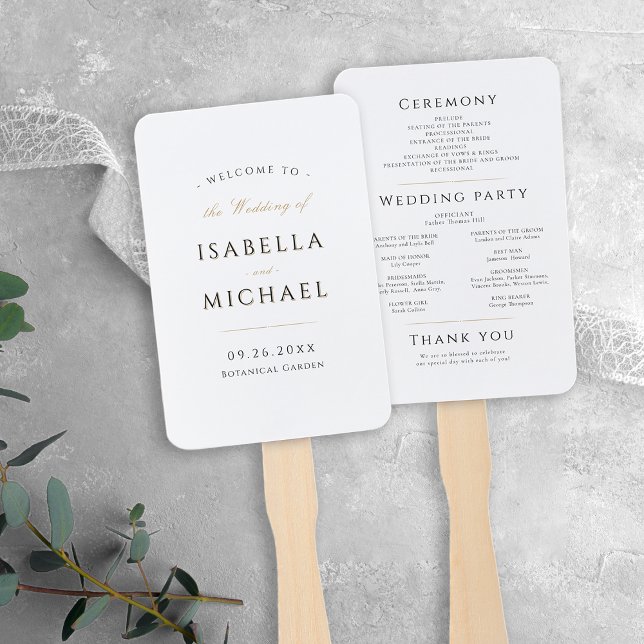 Einfaches elegantes, modernes Hochzeitsprogramm Fächer (Simple Elegant Modern Classy Wedding Program Hand Fan)