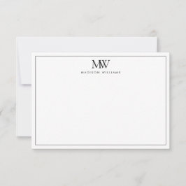 Einfaches elegantes modernes Monogramm Mitteilungskarte