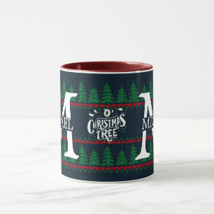 Einfaches Elegantes Modernes Monogramm Weihnachtsf Tasse