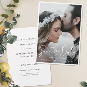 Einfaches elegantes, modernes Script-Foto Save the Date