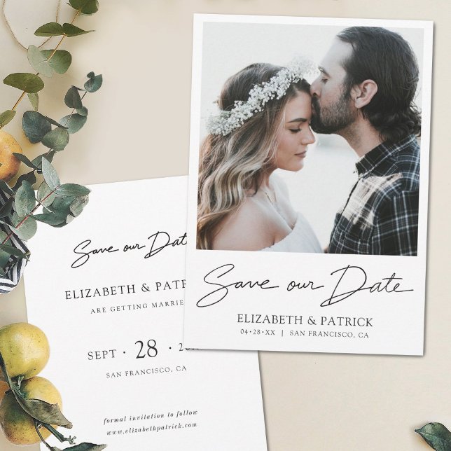 Einfaches elegantes, modernes Script-Foto Save the Save The Date (Von Creator hochgeladen)