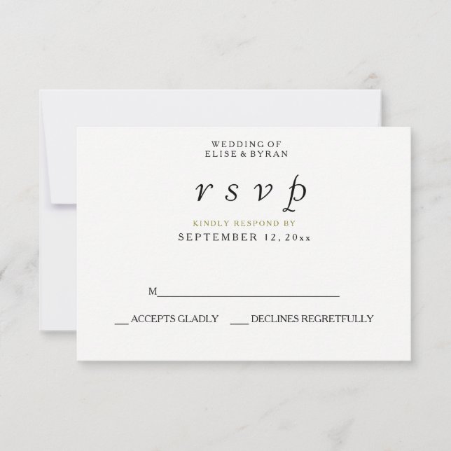 Einfaches elegantes, modernes SkriptWedding RSVP (Vorderseite)
